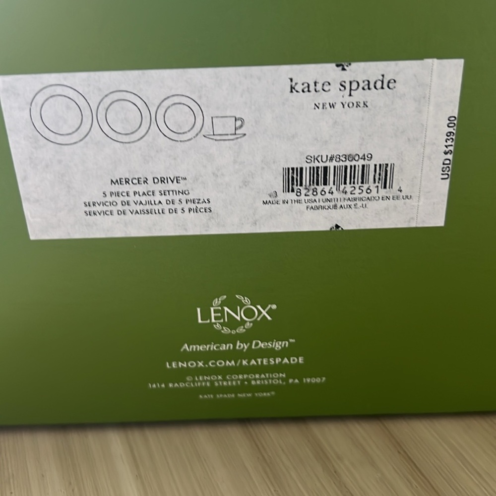 Kate Spade Lenox 5 Piece MERCER DRIVE Place Setting. NIB - Picture 2 of 12